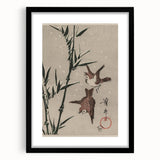 Vintage Animal Art - Birds in Flight with Bamboo - Retro Animal Prints