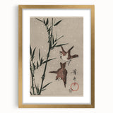 Vintage Animal Art - Birds in Flight with Bamboo - Retro Animal Prints