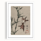 Vintage Animal Art - Birds in Flight with Bamboo - Retro Animal Prints