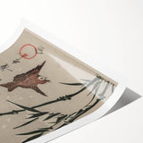 Vintage Animal Art - Birds in Flight with Bamboo - Retro Animal Prints