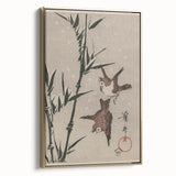 Vintage Animal Art - Birds in Flight with Bamboo - Retro Animal Prints
