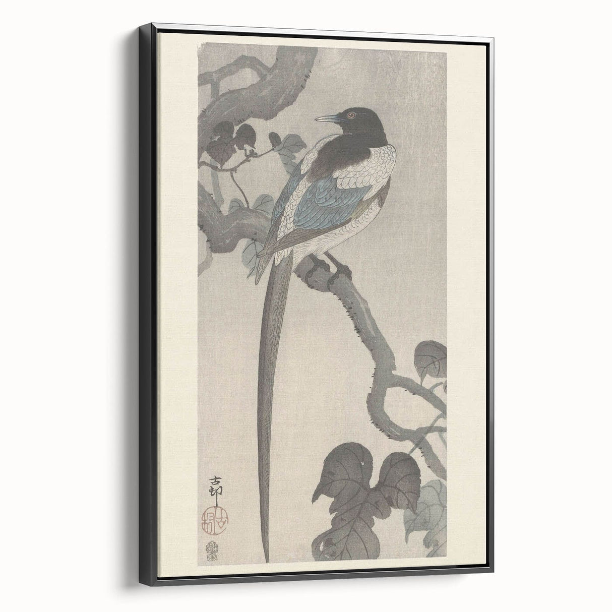 Vintage Animal Art - Perched Bird on Branch - Retro Animal Prints