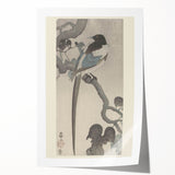 Vintage Animal Art - Perched Bird on Branch - Retro Animal Prints