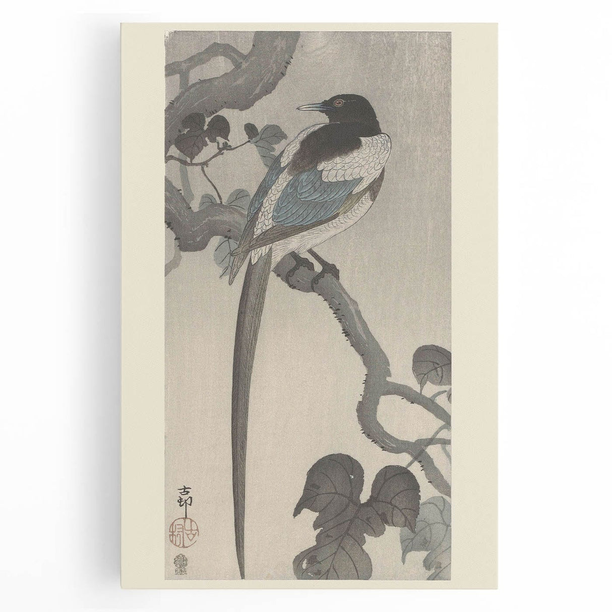 Vintage Animal Art - Perched Bird on Branch - Retro Animal Prints
