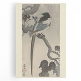 Vintage Animal Art - Perched Bird on Branch - Retro Animal Prints