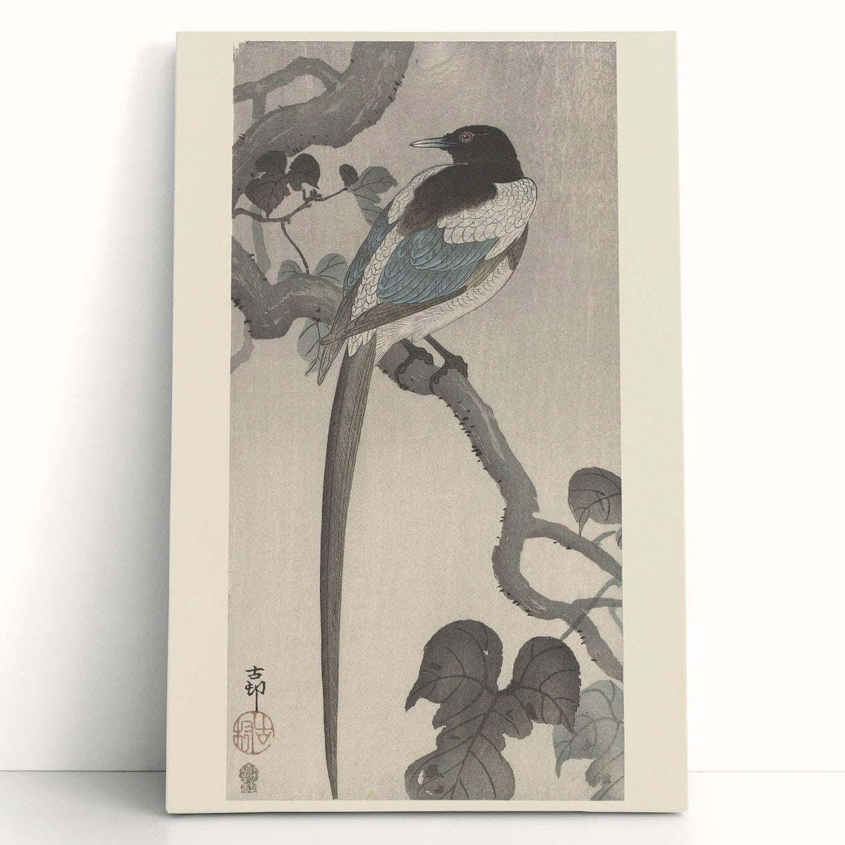 Vintage Animal Art - Perched Bird on Branch - Retro Animal Prints