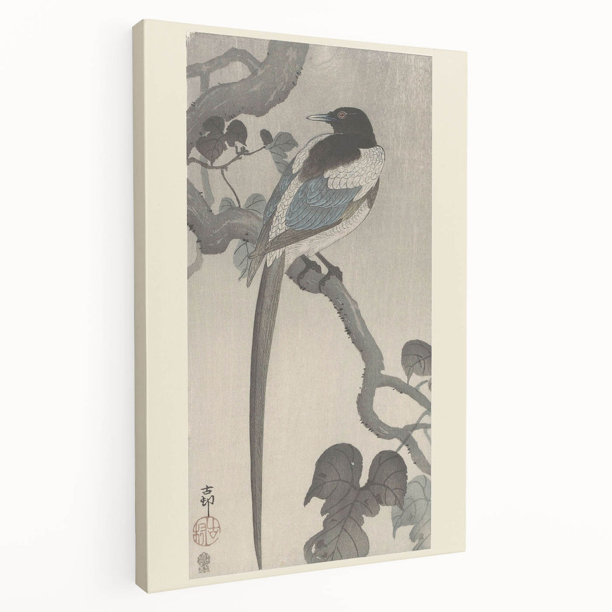 Vintage Animal Art - Perched Bird on Branch - Retro Animal Prints
