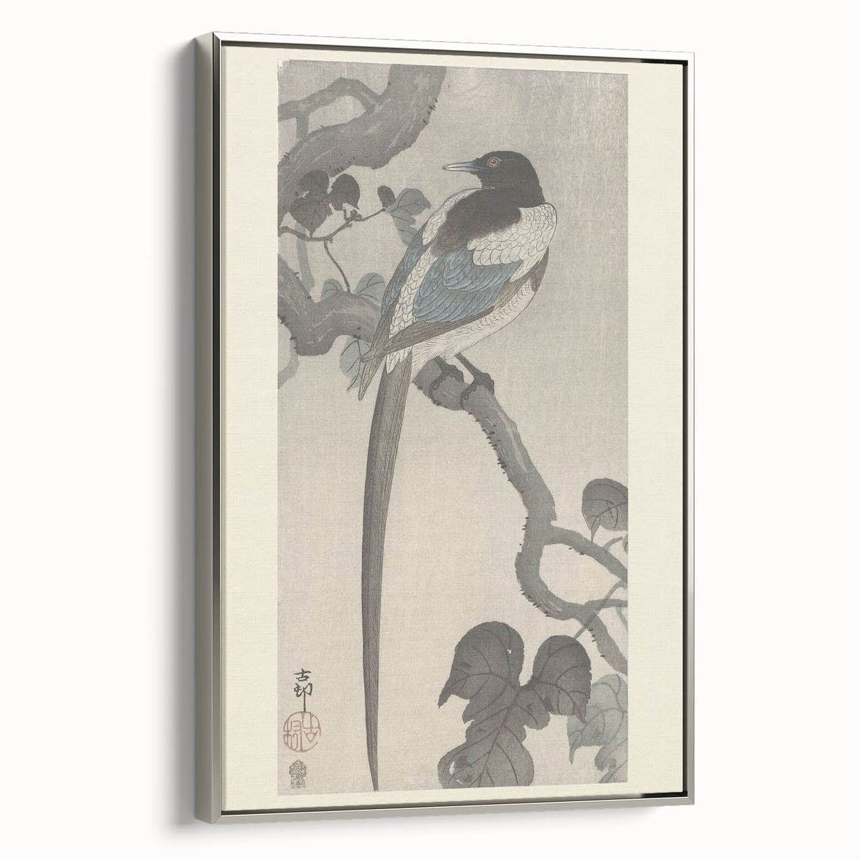 Vintage Animal Art - Perched Bird on Branch - Retro Animal Prints