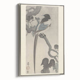 Vintage Animal Art - Perched Bird on Branch - Retro Animal Prints