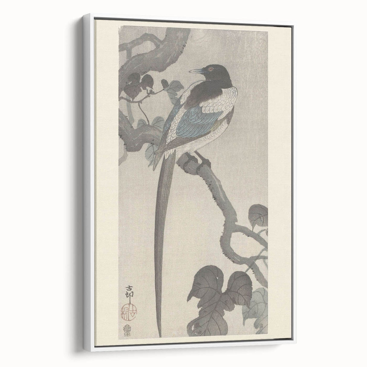 Vintage Animal Art - Perched Bird on Branch - Retro Animal Prints