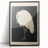 Vintage Animal Art - Heron in the Rain - Retro Animal Prints