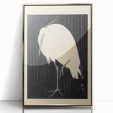 Vintage Animal Art - Heron in the Rain - Retro Animal Prints