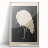 Vintage Animal Art - Heron in the Rain - Retro Animal Prints