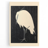 Vintage Animal Art - Heron in the Rain - Retro Animal Prints