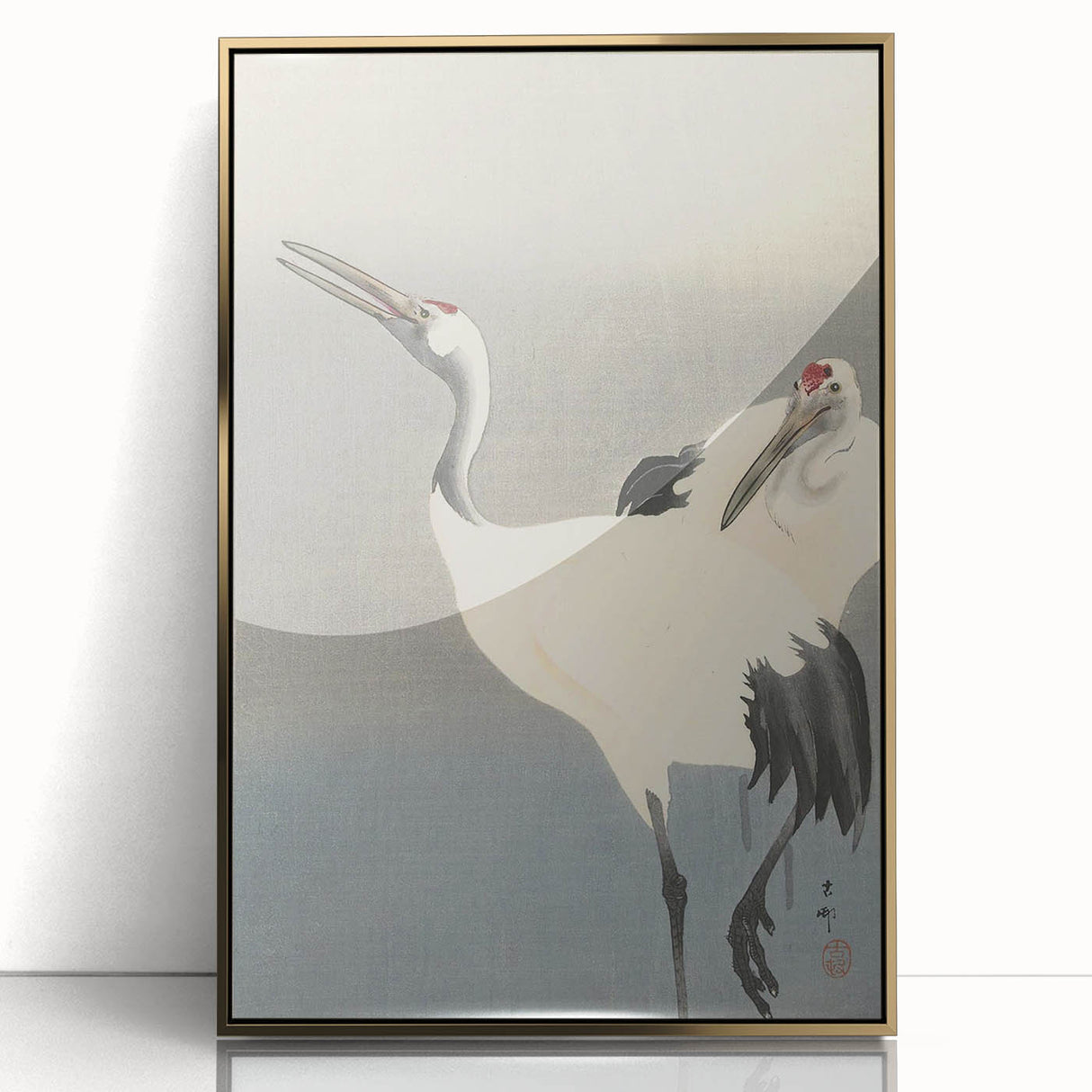 Vintage Animal Art - Cranes in Graceful Stance - Retro Animal Prints