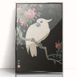 Vintage Animal Art - White Parrot with Pomegranates - Retro Animal Prints