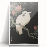 Vintage Animal Art - White Parrot with Pomegranates - Retro Animal Prints