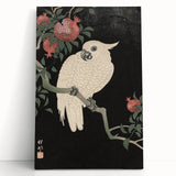 Vintage Animal Art - White Parrot with Pomegranates - Retro Animal Prints