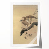Vintage Animal Art - Hawk on Branch - Retro Animal Prints