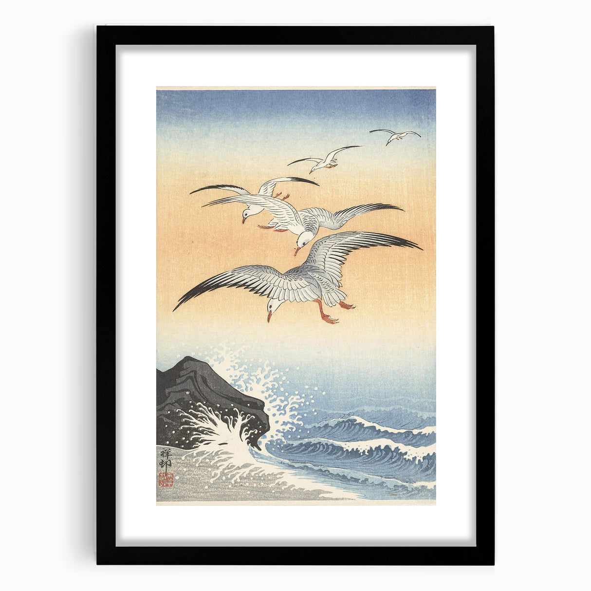Vintage Animal Art - Seagulls Over the Ocean - Retro Animal Prints