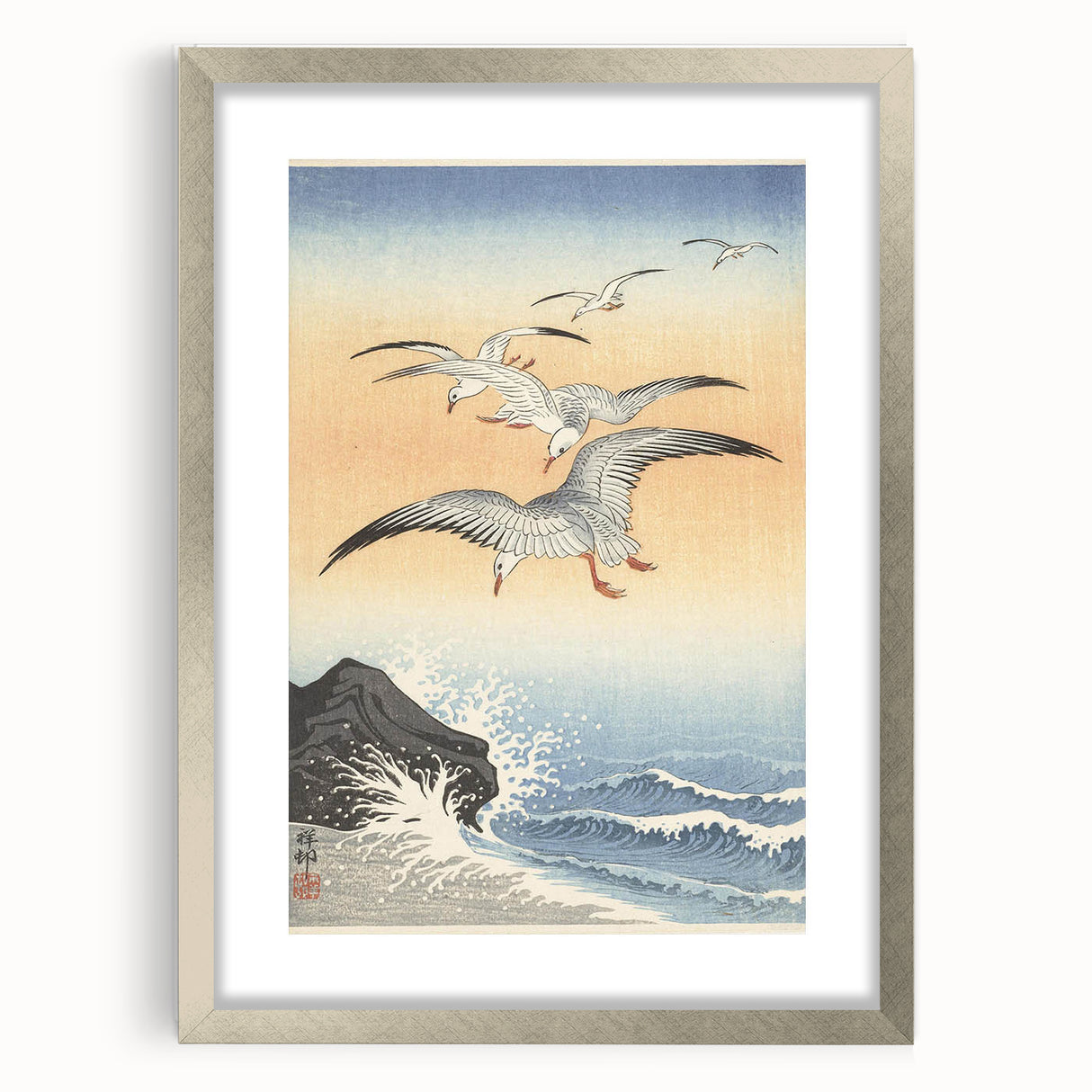 Vintage Animal Art - Seagulls Over the Ocean - Retro Animal Prints
