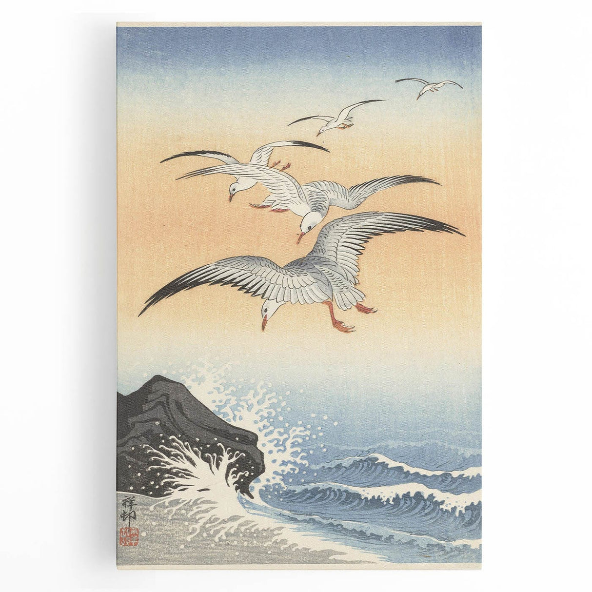 Vintage Animal Art - Seagulls Over the Ocean - Retro Animal Prints