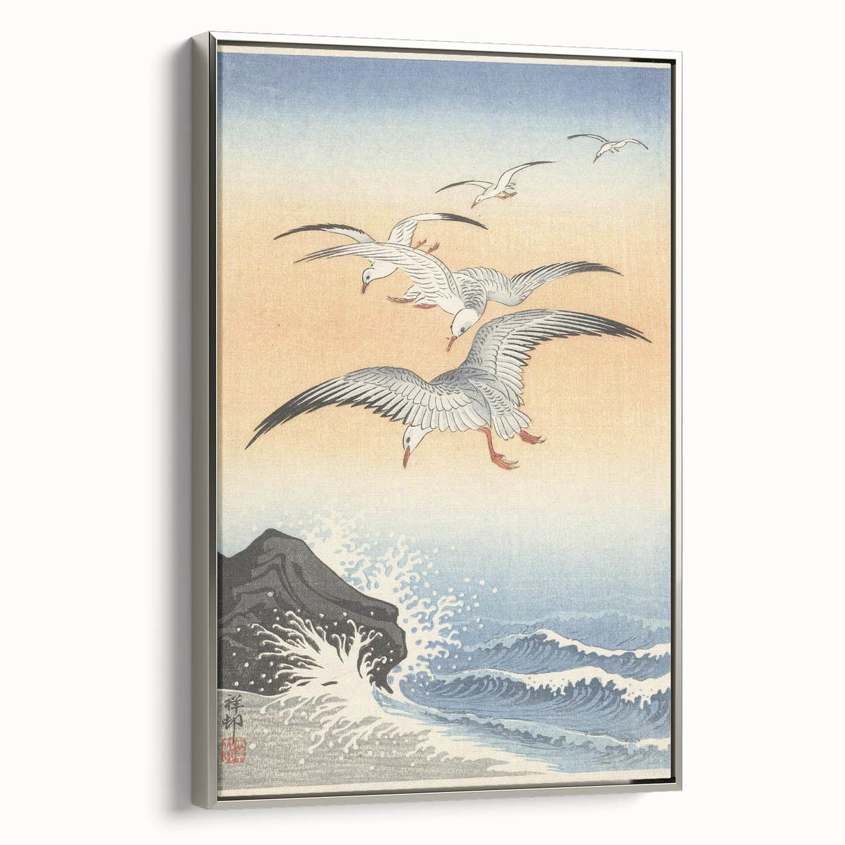 Vintage Animal Art - Seagulls Over the Ocean - Retro Animal Prints