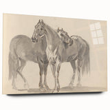 Vintage Horse Duo Illustration - Elegant Animal Wall Art Print