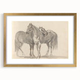 Vintage Horse Duo Illustration - Elegant Animal Wall Art Print
