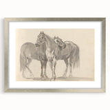 Vintage Horse Duo Illustration - Elegant Animal Wall Art Print