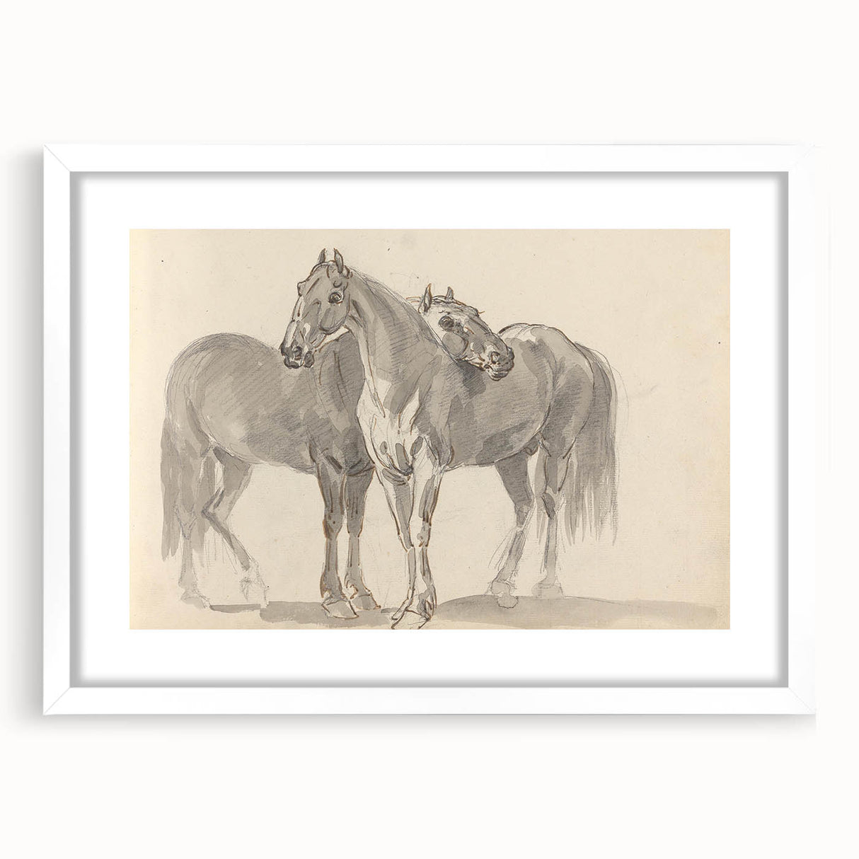 Vintage Horse Duo Illustration - Elegant Animal Wall Art Print