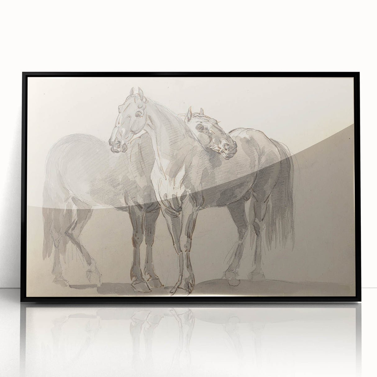 Vintage Horse Duo Illustration - Elegant Animal Wall Art Print