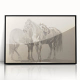 Vintage Horse Duo Illustration - Elegant Animal Wall Art Print