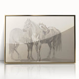 Vintage Horse Duo Illustration - Elegant Animal Wall Art Print