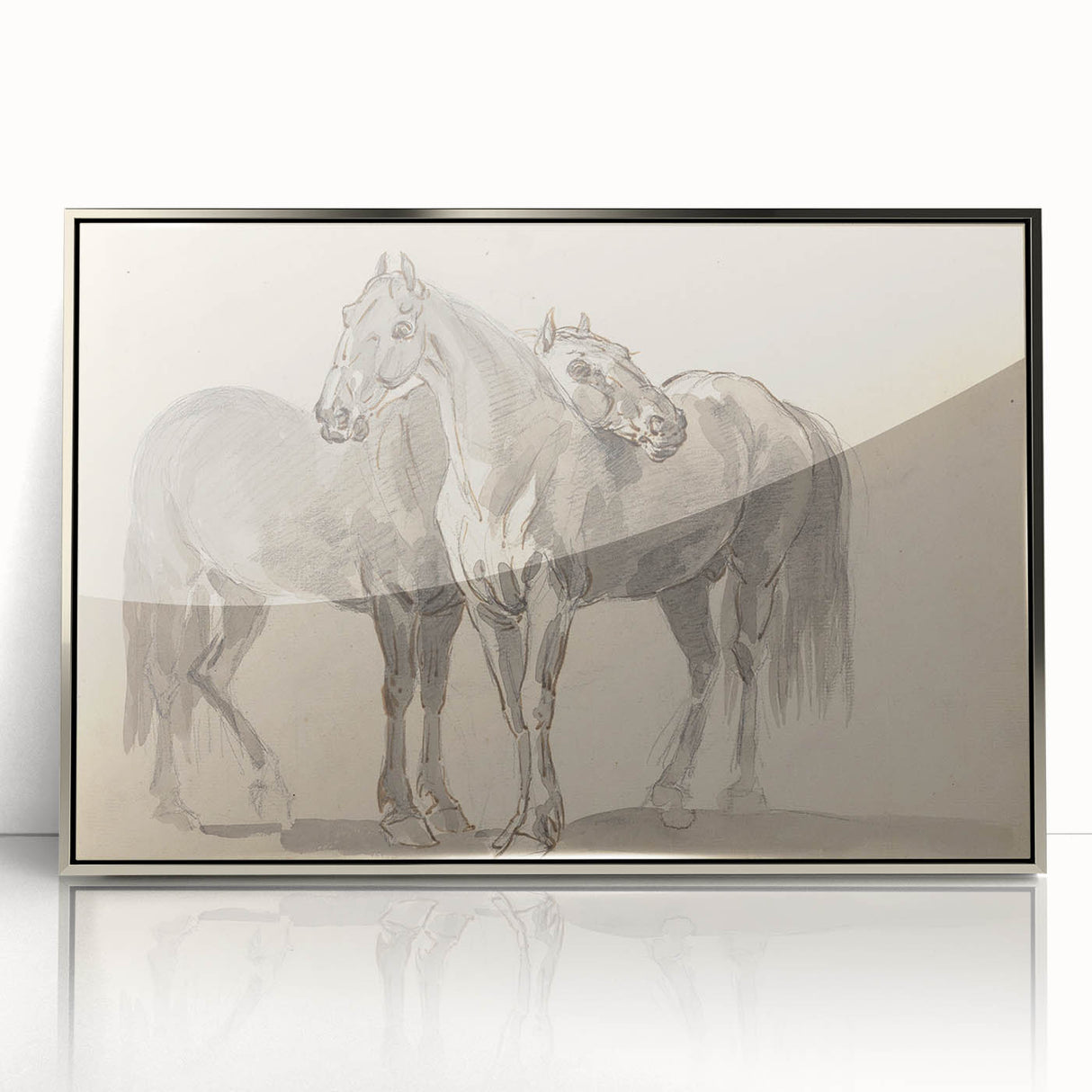 Vintage Horse Duo Illustration - Elegant Animal Wall Art Print