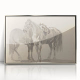 Vintage Horse Duo Illustration - Elegant Animal Wall Art Print