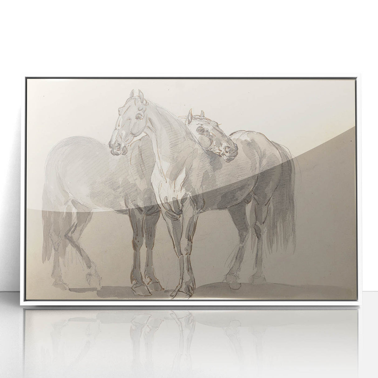 Vintage Horse Duo Illustration - Elegant Animal Wall Art Print