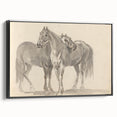 Vintage Horse Duo Illustration - Elegant Animal Wall Art Print