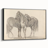 Vintage Horse Duo Illustration - Elegant Animal Wall Art Print