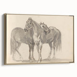 Vintage Horse Duo Illustration - Elegant Animal Wall Art Print