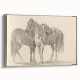 Vintage Horse Duo Illustration - Elegant Animal Wall Art Print