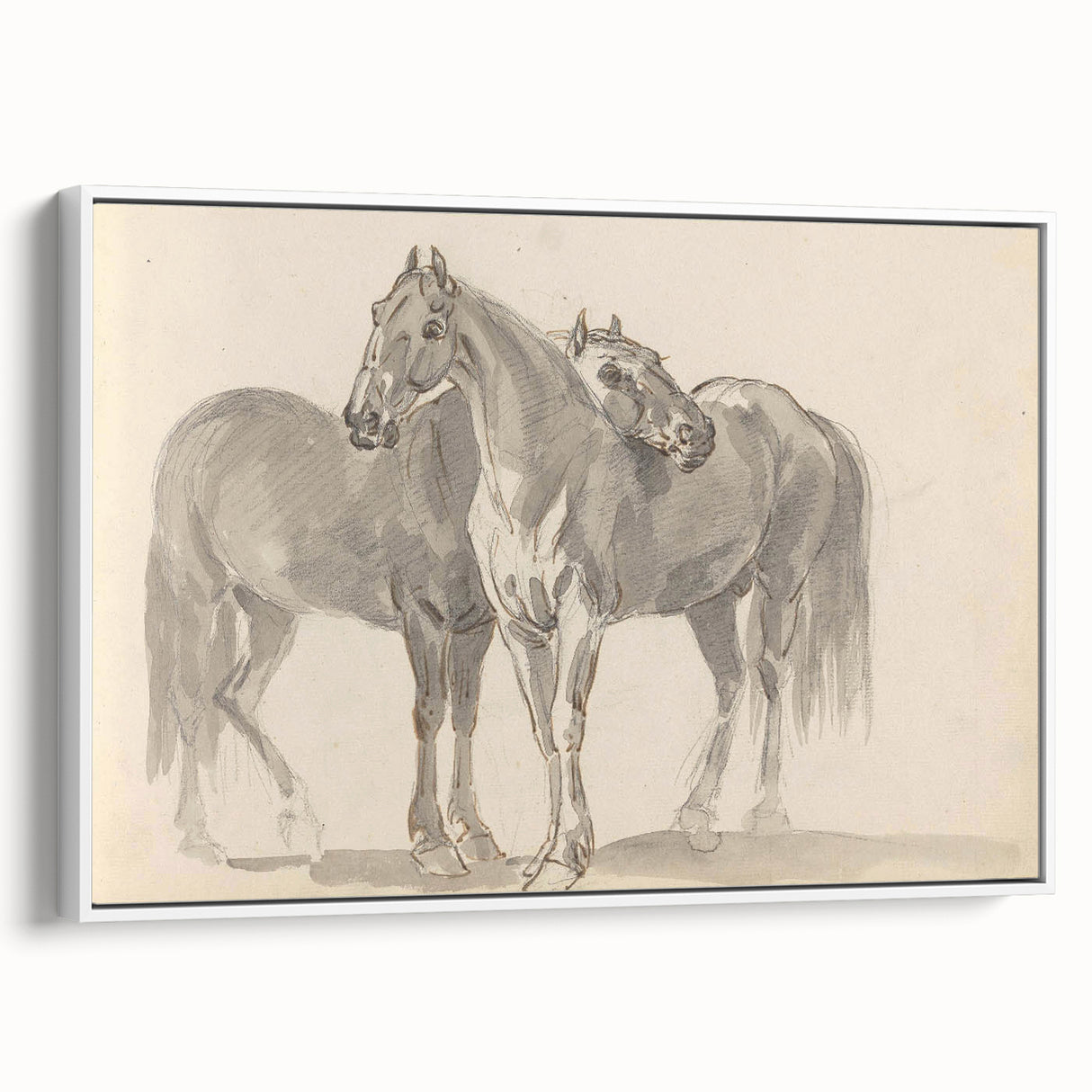 Vintage Horse Duo Illustration - Elegant Animal Wall Art Print