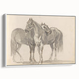 Vintage Horse Duo Illustration - Elegant Animal Wall Art Print