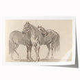 Vintage Horse Duo Illustration - Elegant Animal Wall Art Print
