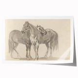 Vintage Horse Duo Illustration - Elegant Animal Wall Art Print