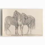 Vintage Horse Duo Illustration - Elegant Animal Wall Art Print