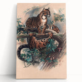Vintage Animal Art – Clouded Leopard Illustration Wall Print