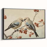 Vintage Animal Art: Birds on Branch Illustration Print