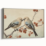 Vintage Animal Art: Birds on Branch Illustration Print