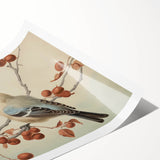 Vintage Animal Art: Birds on Branch Illustration Print